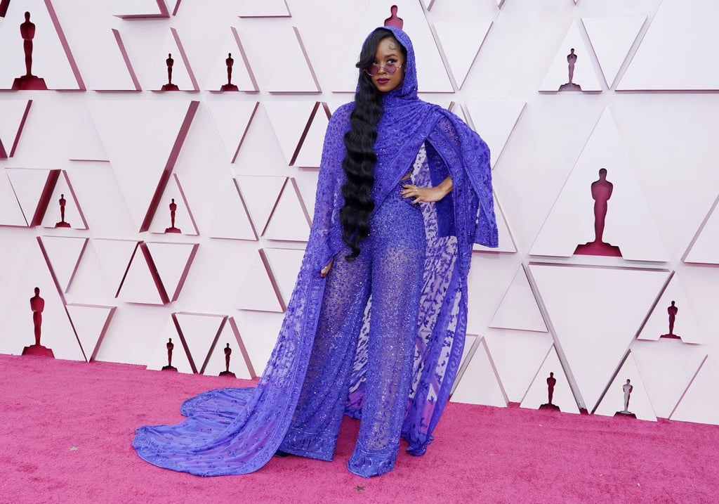 H.E.R.'s Purple Jumpsuit and Cape at the 2021 Oscars