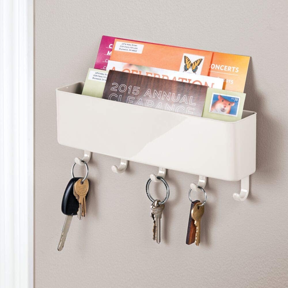 mDesign Wall Mount Plastic Mail Organiser Storage Basket