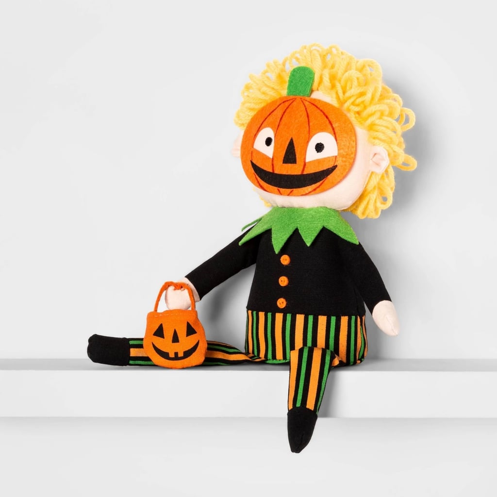 Sitting Trick-or-Treater Pumpkin Halloween Fabric Figure