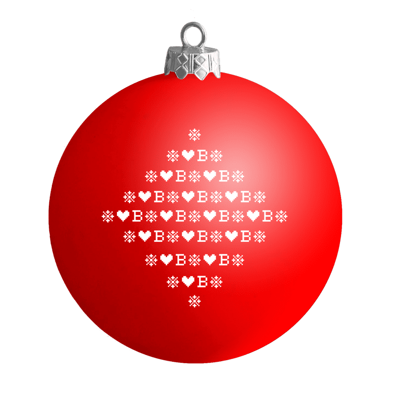 "B" Red Satin Ball Ornament