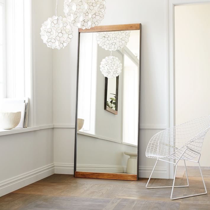 West Elm Industrial Metal & Wood Framed Floor Mirror