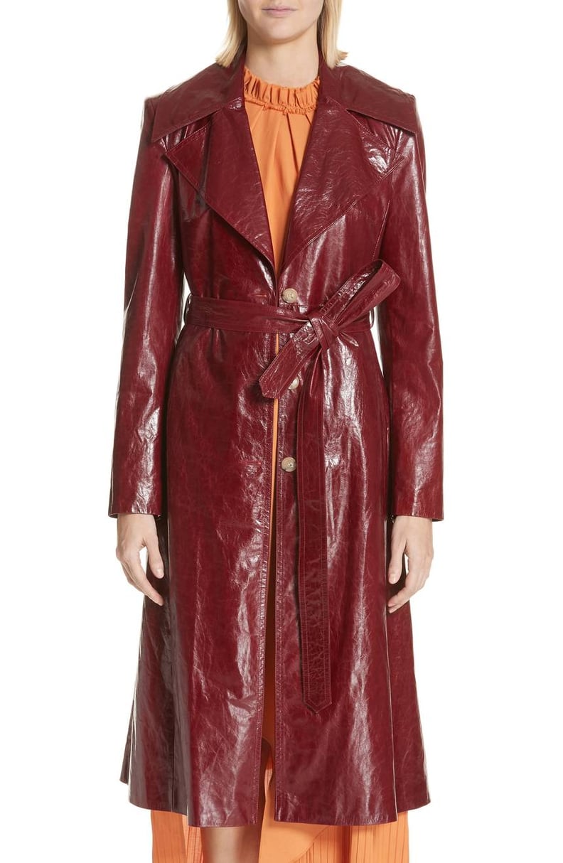 Amal Clooney Brown Patent Leather Coat | POPSUGAR Fashion