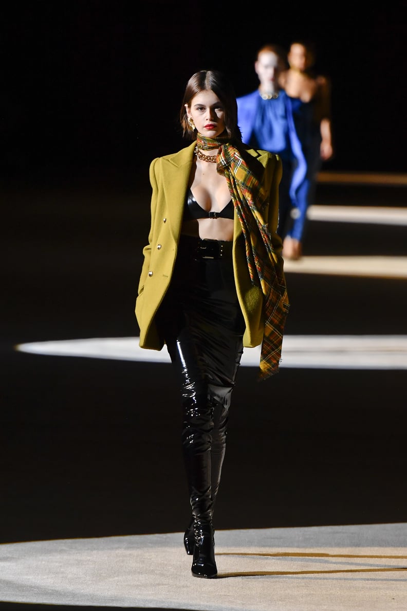 Kaia Gerber on the Saint Laurent Fall 2020 Runway at Paris Fashion Week