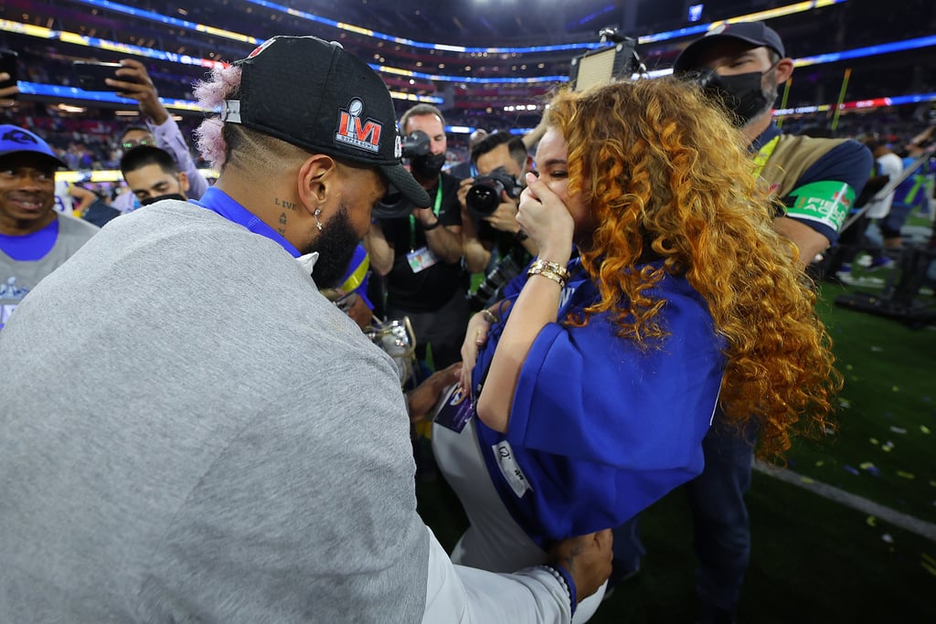 Lauren Wood Kisses Odell Beckham Jr. Before Super Bowl