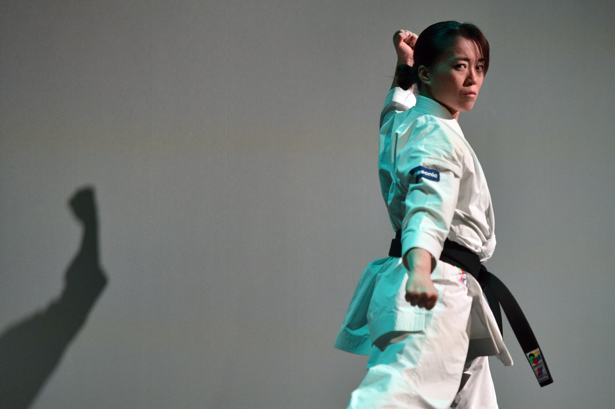 LAS VEGAS, NEVADA - JANUARY 06: Martial artist Sakura Kokumai performs during a Panasonic press event for CES 2020 at the Mandalay Bay Convention Center on January 6, 2020 in Las Vegas, Nevada. CES, the world's largest annual consumer technology trade show, runs January 7-10 and features about 4,500 exhibitors showing off their latest products and services to more than 170,000 attendees. (Photo by David Becker/Getty Images)