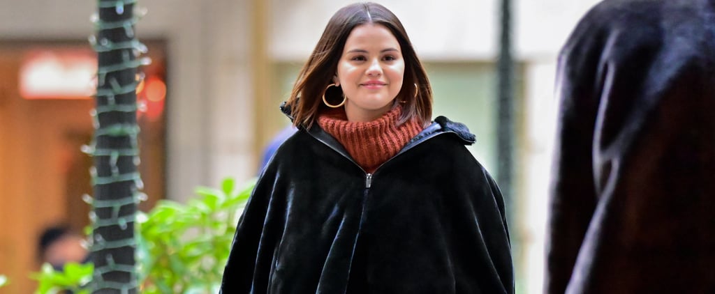 Selena Gomez Wears a Plush Velvet Cape While Filming