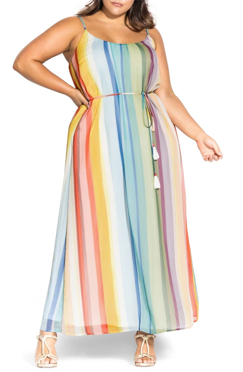 City Chic Gelato Stripe Maxi Dress