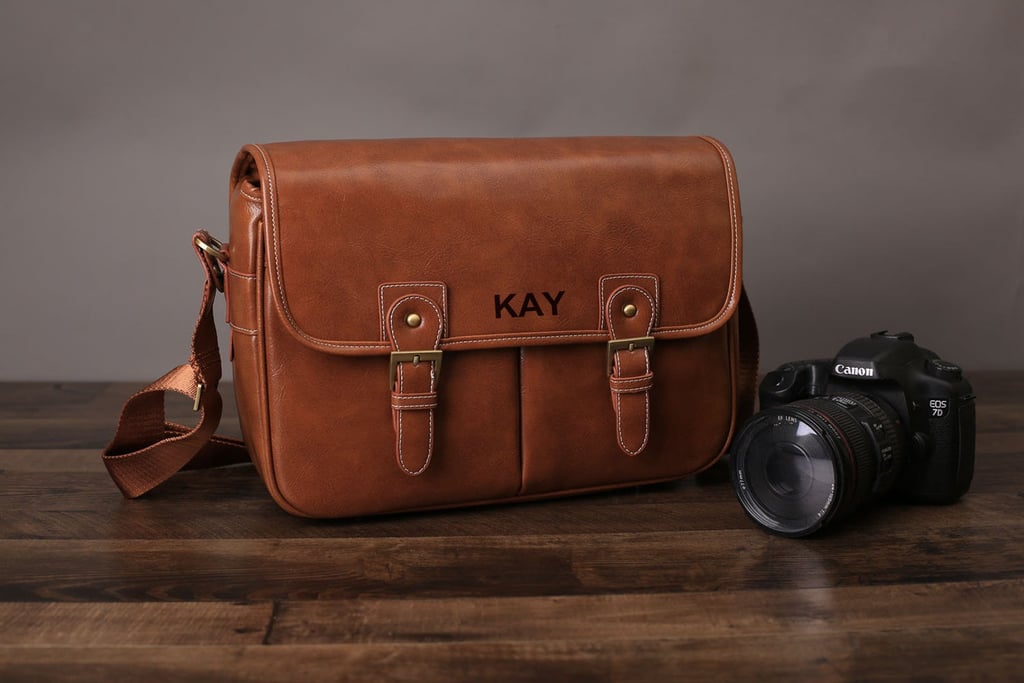 Personalized Leather DSLR Camera Bag