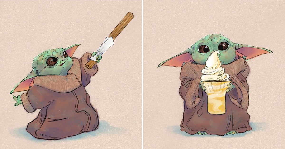 These Illustrations of Baby Yoda Eating Disney Park Snacks ...