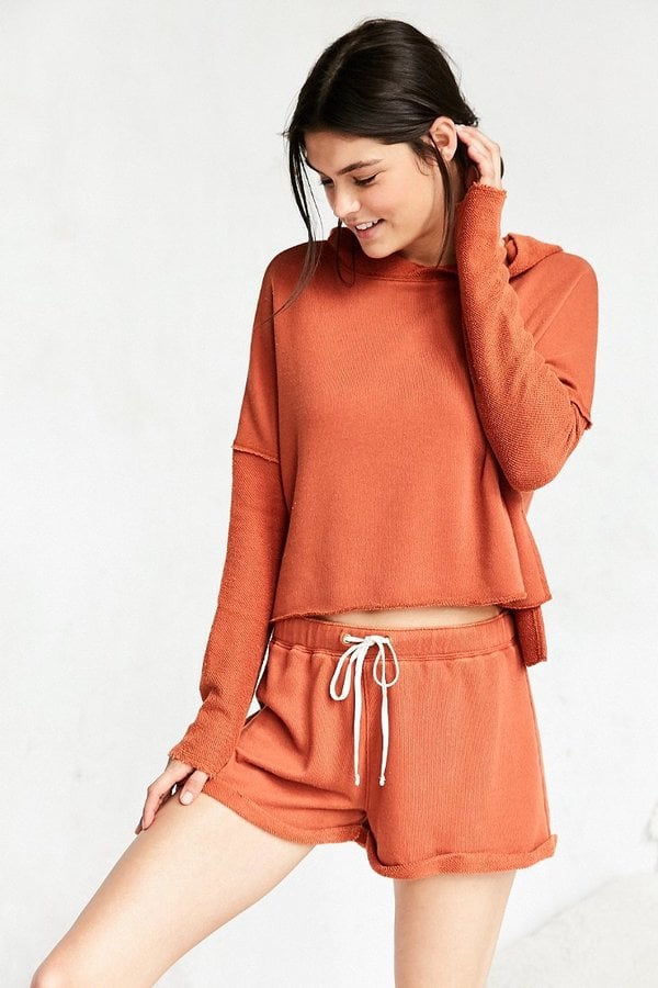 matching sweat shorts and sweatshirt