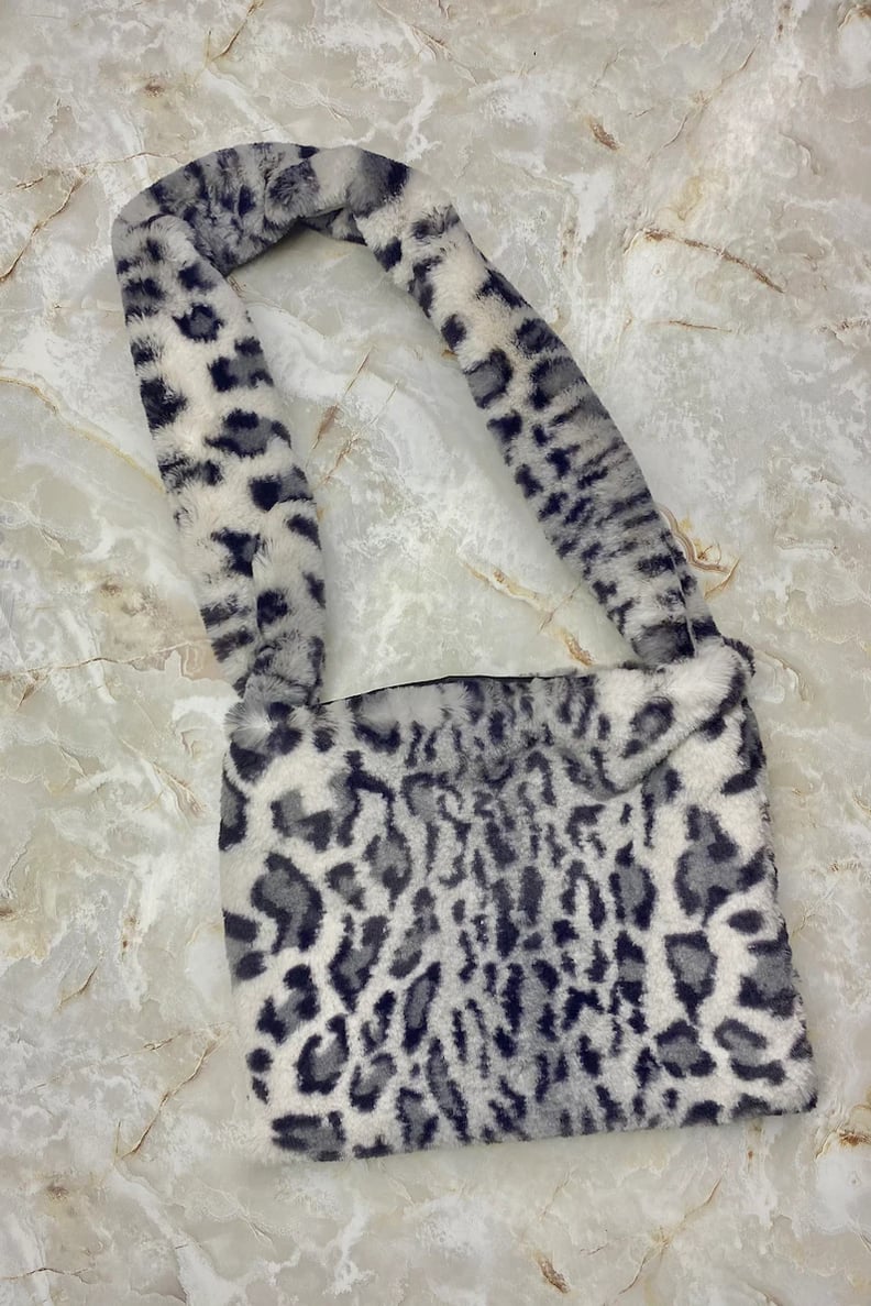 Fluffy Faux Fur Snow Leopard Bag