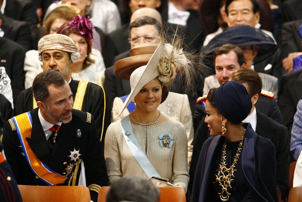 Crown Princess Victoria of Sweden dared to wear one big rose-adorned hat at the inauguration of King Willem Alexander in April.