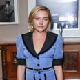Florence Pugh Brings the Drama in a Silk Slip Dress with Thigh-High Slit and Ruffled Cape