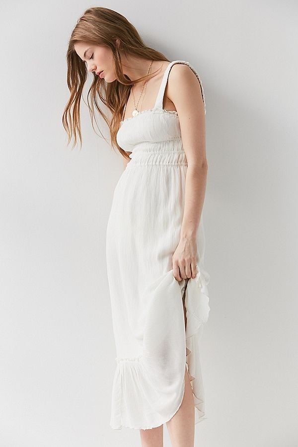 UO Ophelia Ruffle Hem Midi Dress