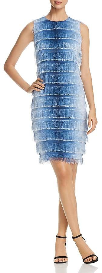 Badgley Mischka Ombré Fringe Shift Dress