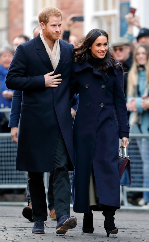 Meghan Wearing a Double-Breasted Navy Coat by Mackage