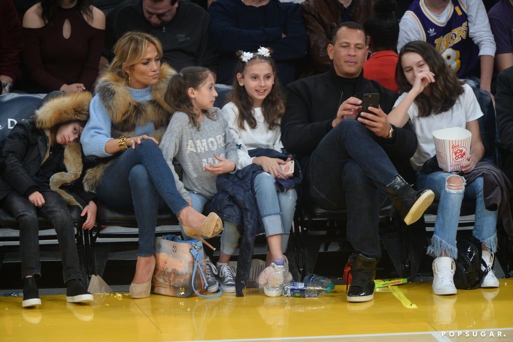 Jennifer Lopez and Alex Rodriguez at Lakers Game Jan. 2018