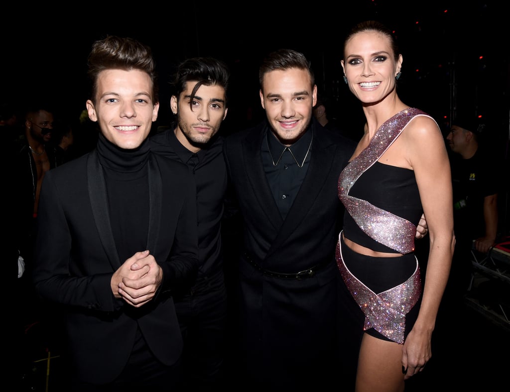 Louis Tomlinson, Zayn Malik, Liam Payne, and Heidi Klum