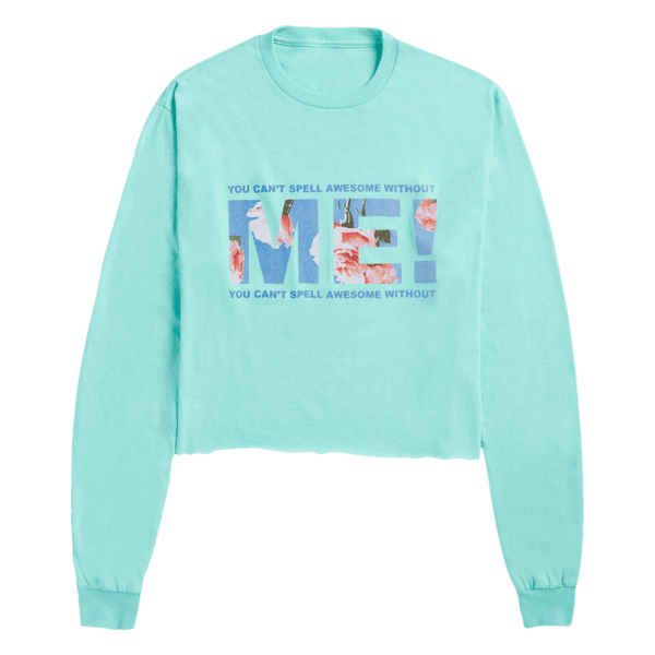 Taylor Swift Long Sleeve Crop Tee With Floral Photo Design
