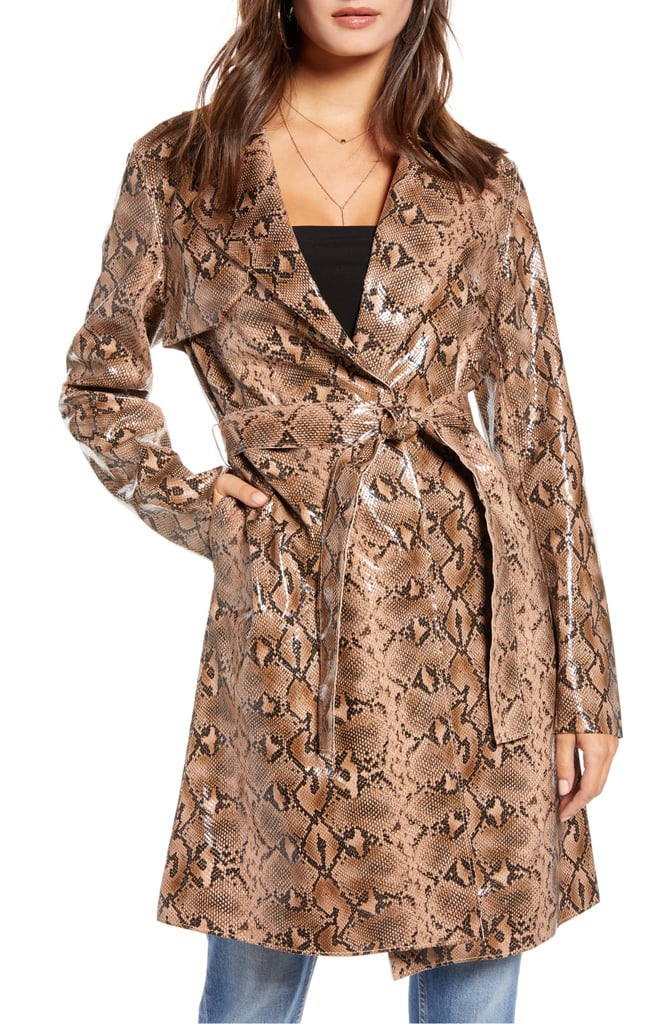 BLANKNYC Snakeskin Faux Leather Trench Coat