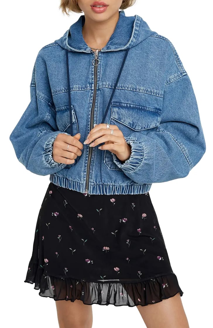 BDG Urban Outfitters Hooded Crop Denim Jacket Kit Keenan Is