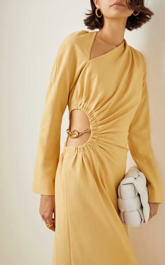 A Yellow Pop: Jonathan Simkhai Mabel Chain-Detailed Cutout Crepe Midi Dress