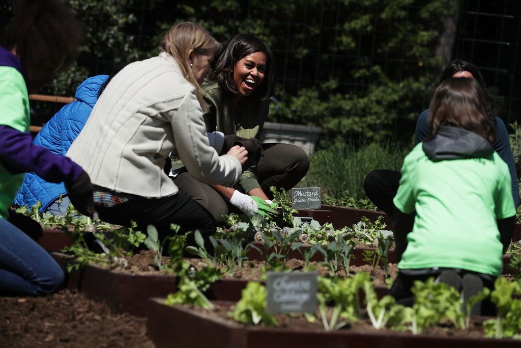 Michelle Obama Gardens With Students April 2016