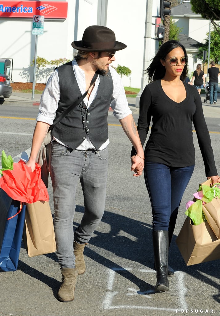 Zoe Saldana and Marco Perego held hands in LA on Sunday.