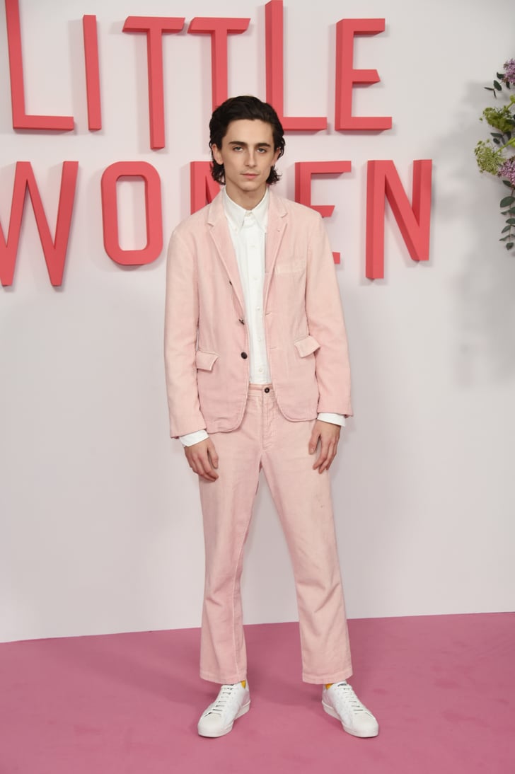timothee chalamet  wore  pink suit popsugar fashion photo