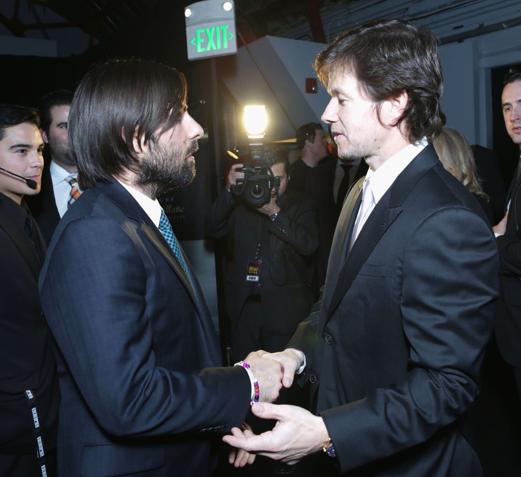 Jason Schwartzman and Mark Wahlberg chatted backstage.