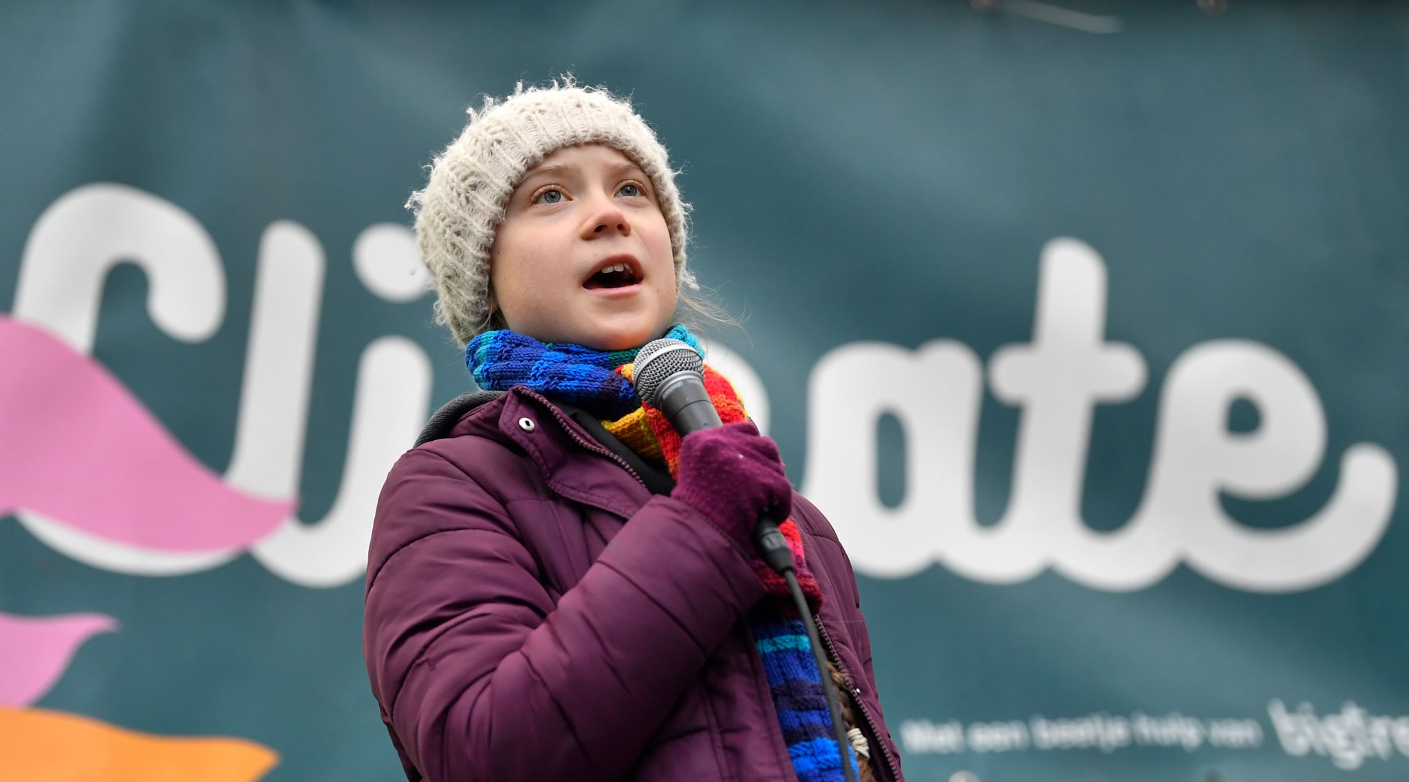 Swedish environmentalist Greta Thunberg speaks during a  