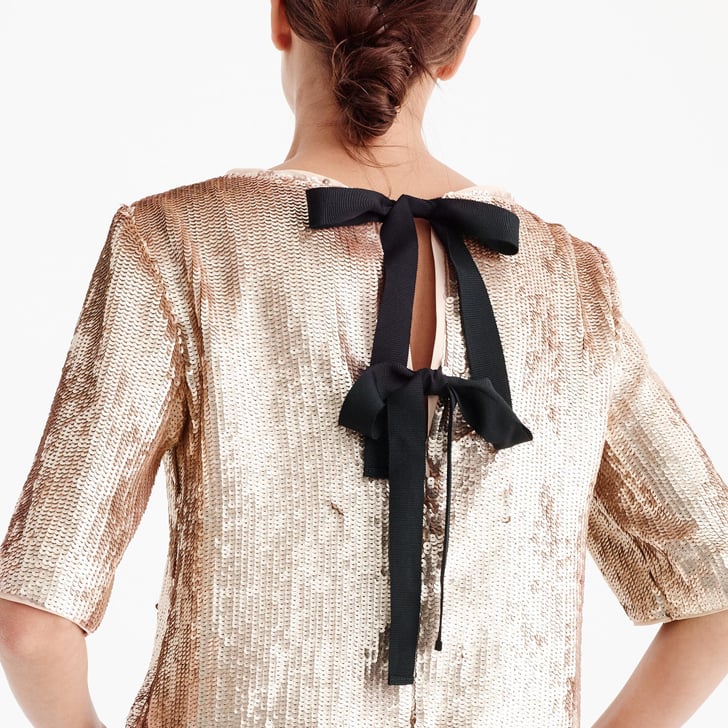 J.Crew Cropped Sequin Top in Rose Gold