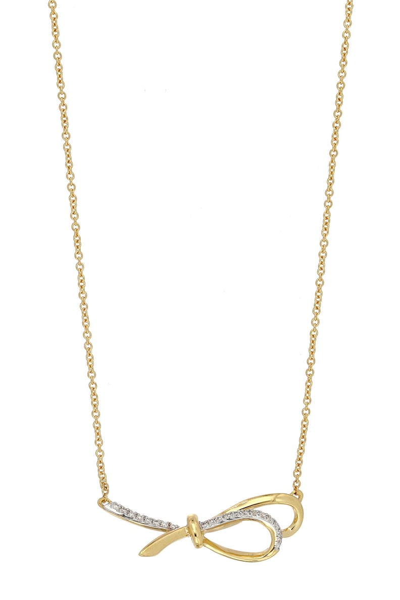 Bony Levy 18K Yellow Gold Pave Diamond Bow Pendant Necklace