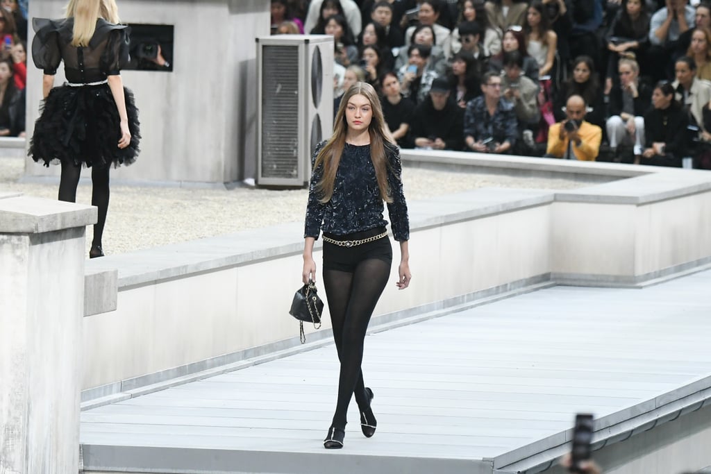 Gigi Hadid Escorts Crasher Off Chanel Runway in Paris | POPSUGAR Fashion UK