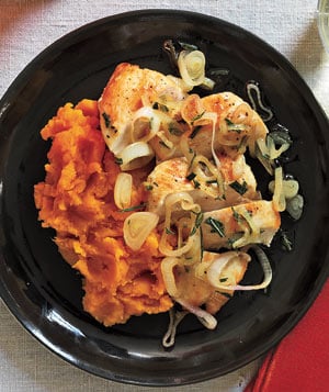 Chicken and Sweet Potatoes With Shallots