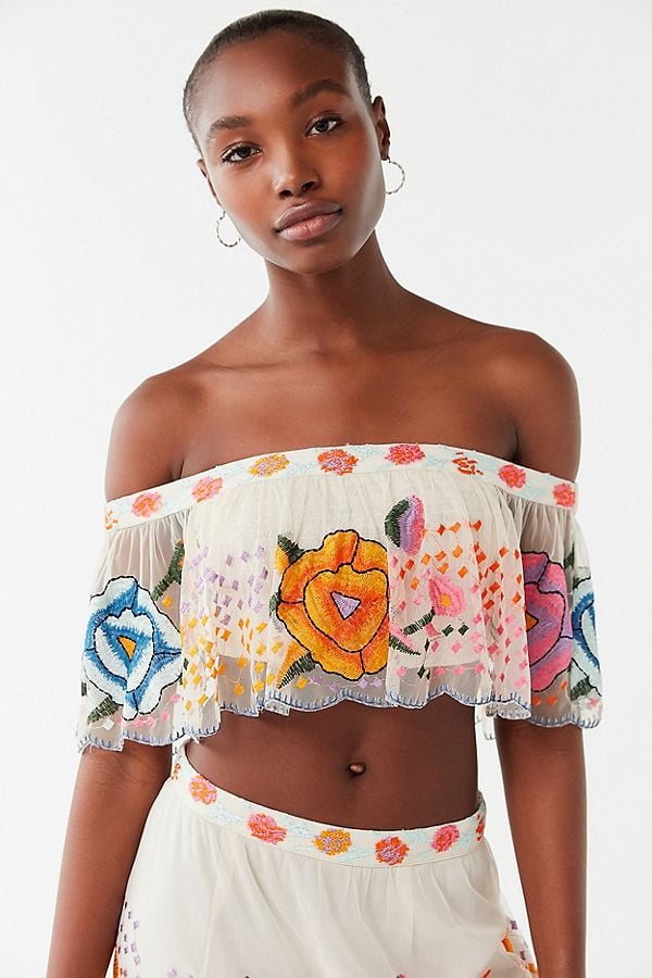 Urban Outfitters Embroidered Off-the-Shoulder Top