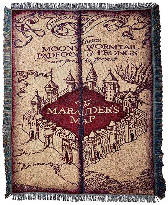 Harry Potter Marauder's Map Woven Tapestry Throw Blanket