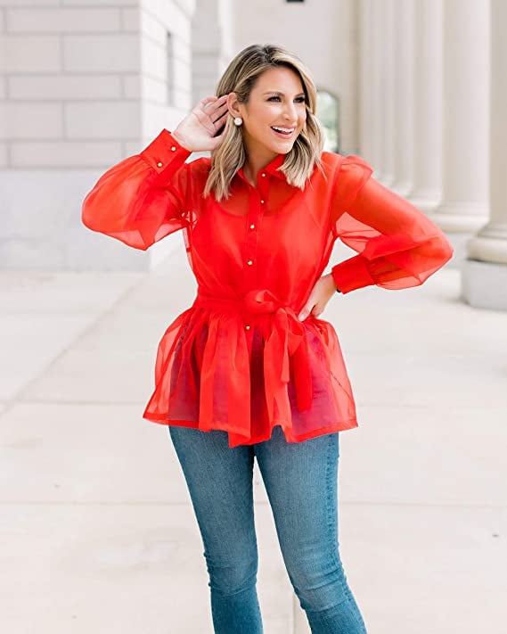 Drop Organza Shirt With Stretch Cami 