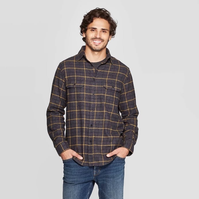 Goodfellow & Co™ Men's Plaid Standard Fit Long Sleeve Flannel Button-Down Shirt