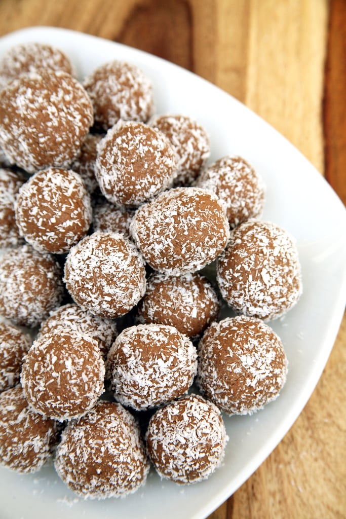 50-Calorie Coconut-Covered Chocolate Protein Balls