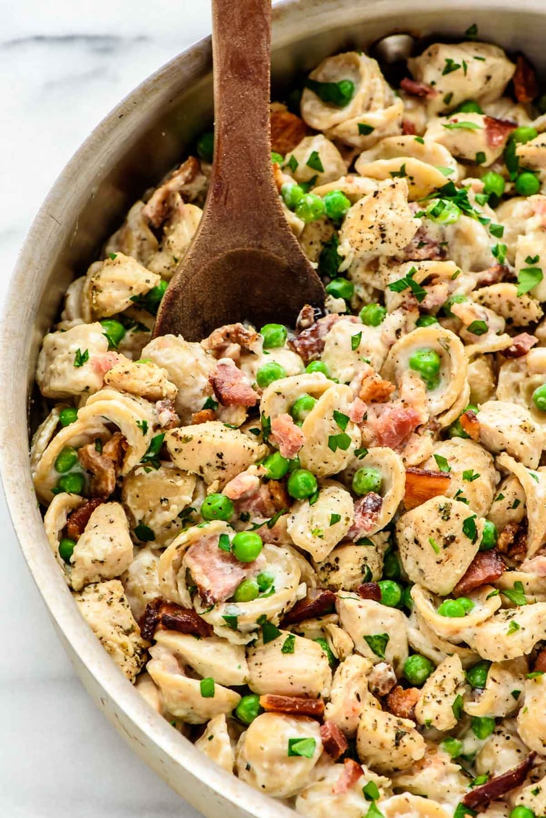 Orecchiette With Chicken, Bacon, and Peas