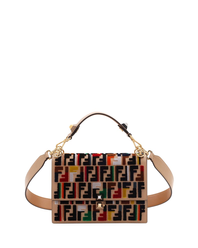 Fendi Kan I Calf Leather Shoulder Bag With FF Embroidery