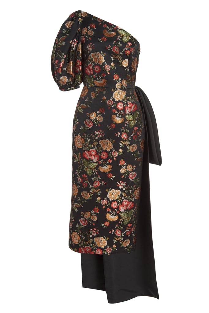 Markarian Drusa Black Floral Brocade One Shoulder Dress With Train ($1,895)