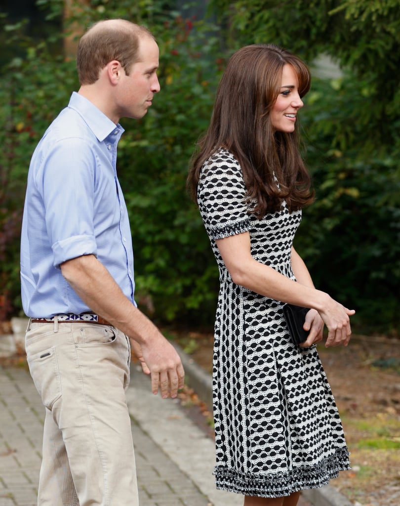 Kate Middleton Wearing Black and White Tory Burch Dress