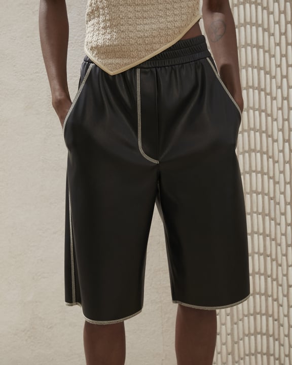 Nanushka Yolie Vegan Leather Bermuda Shorts