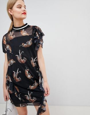 ASOS Printed Mesh Tea Dress