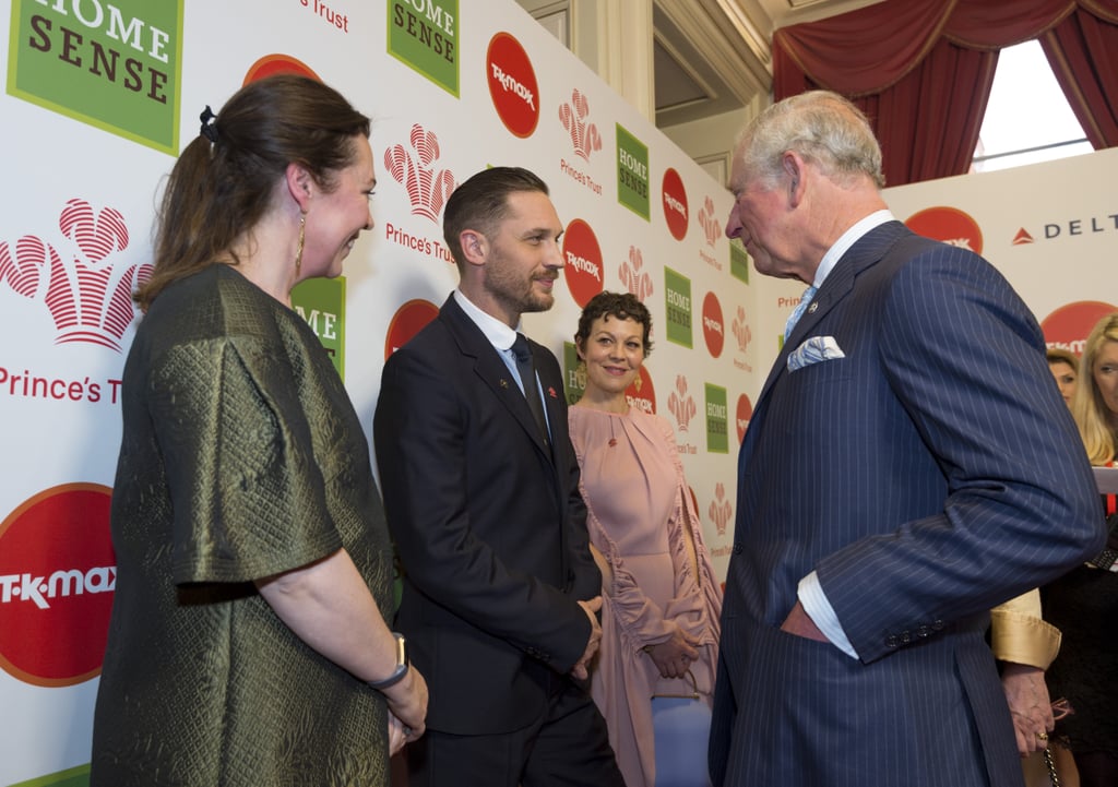 Tom with Olivia Colman, Helen McCrory, and Prince Charles.