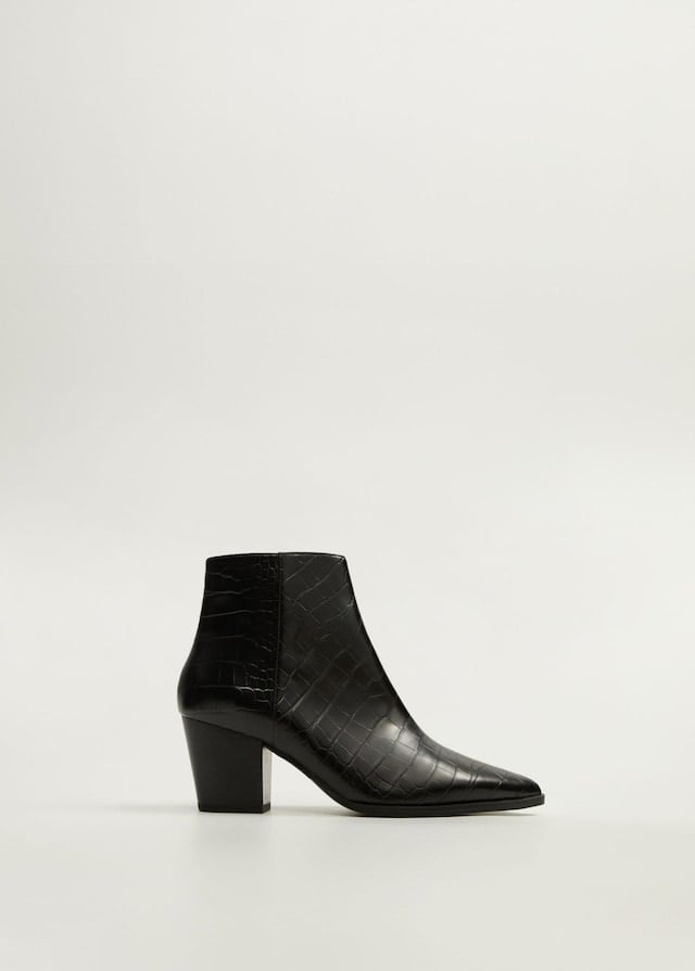 Mango Croc-Effect Ankle Boots