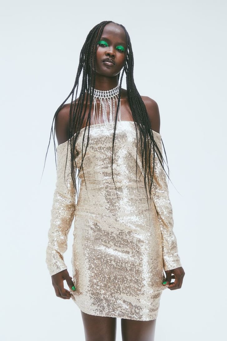 H&M Sequined OfftheShoulder Dress Shop the Most Popular New Years Eve Dresses of 20222023