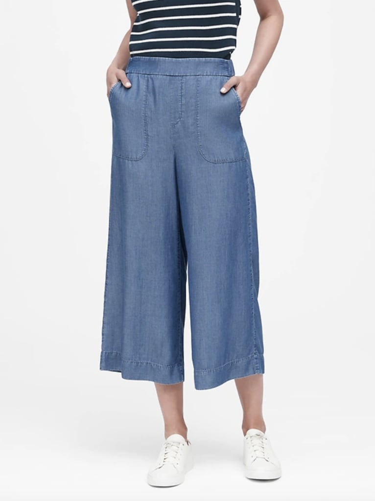 Wide-Leg Cropped Tencel Pant